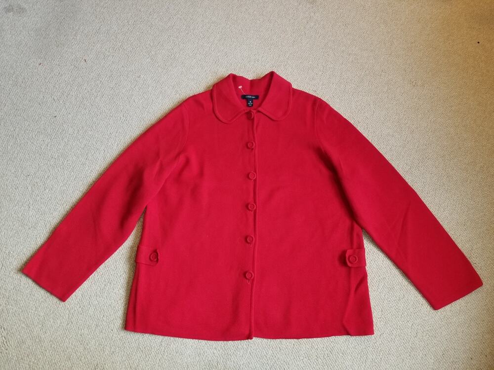 NWOT Womens Sweater/Jacket-LANDS' END-red knit cardigan Old Money Classic-1X